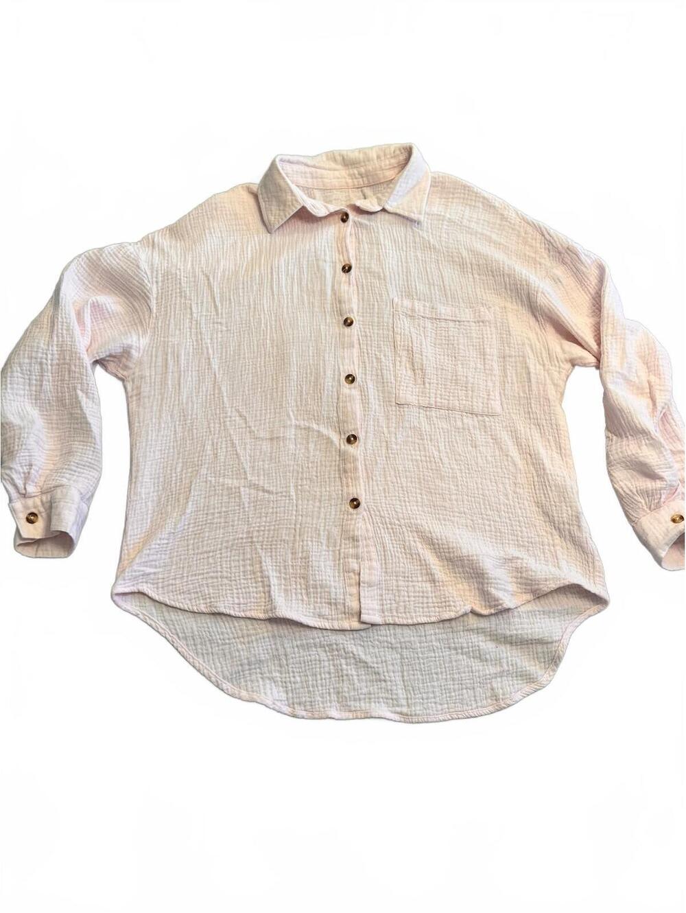 Light Pink Cotton Button-Up Shirt Medium